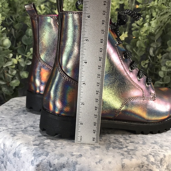 Brash Jet Fashion Lug Boots Iridescent Bronze Zip & Laces Combo Girls 4 NWT&NIB - Picture 7 of 9